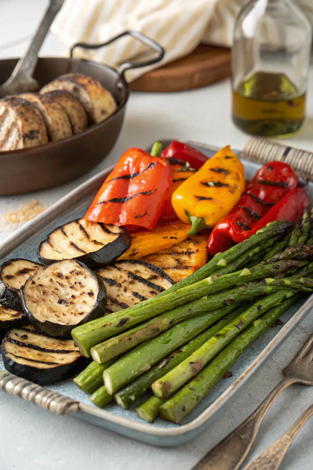 A vibrant and healthy grilled vegetable platter.