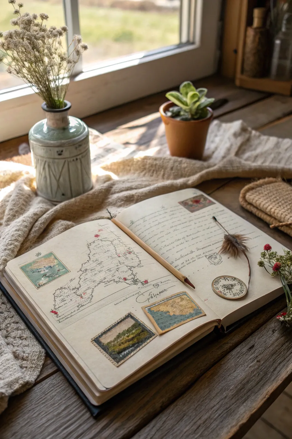 Capture memories beautifully with thematic journal spreads. #VintageJournaling #BohoScandiStyle