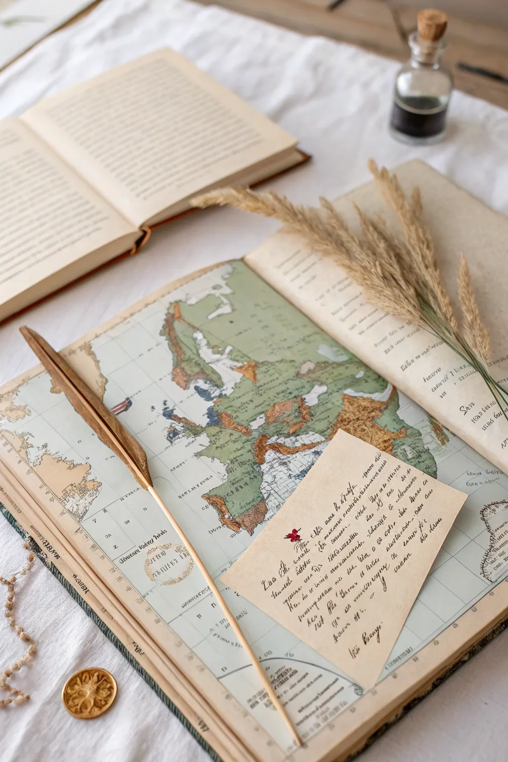 Embark on a journey of nostalgia with vintage maps and letters.