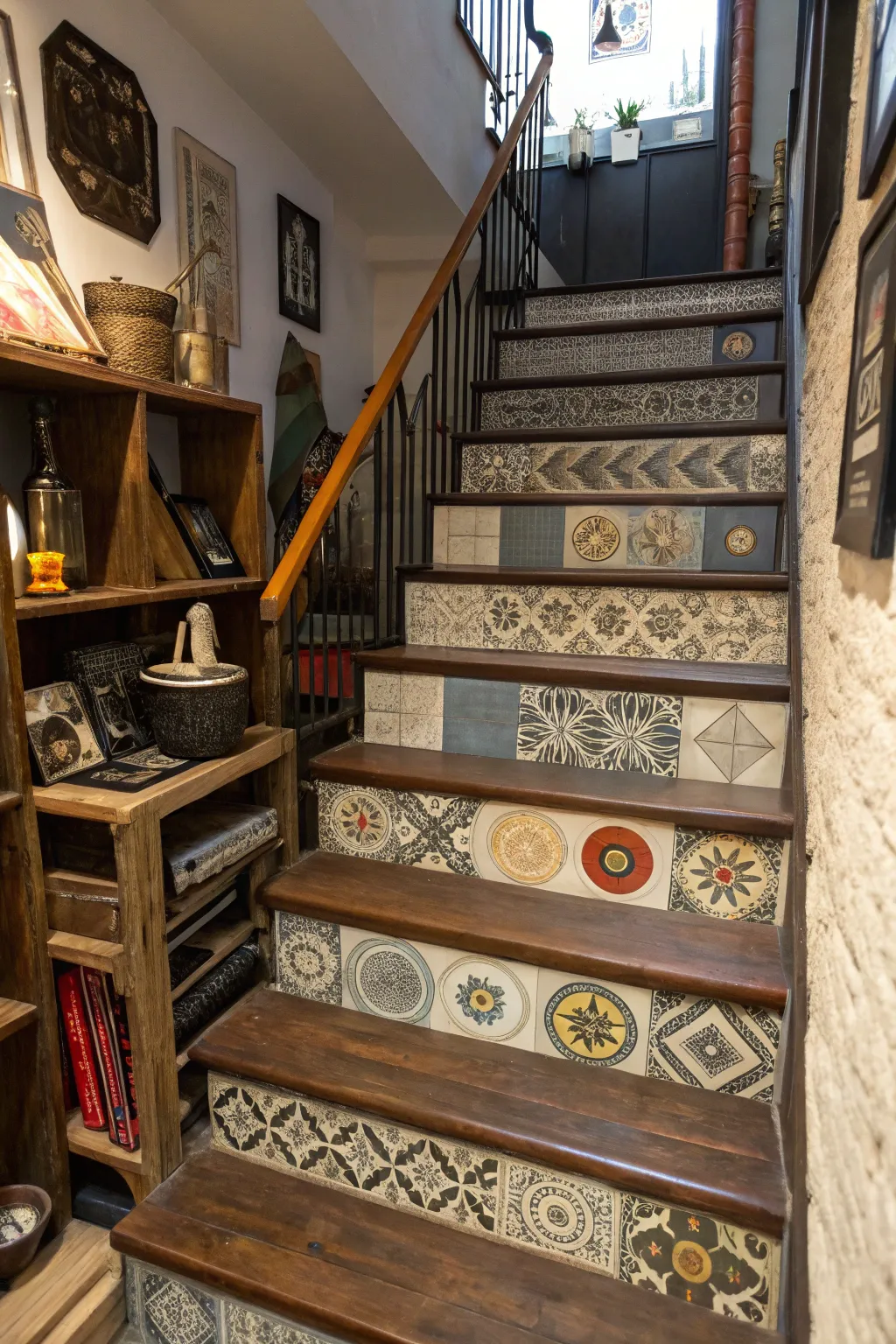 Mixing materials like vinyl and tiles creates a unique texture and personalized look.