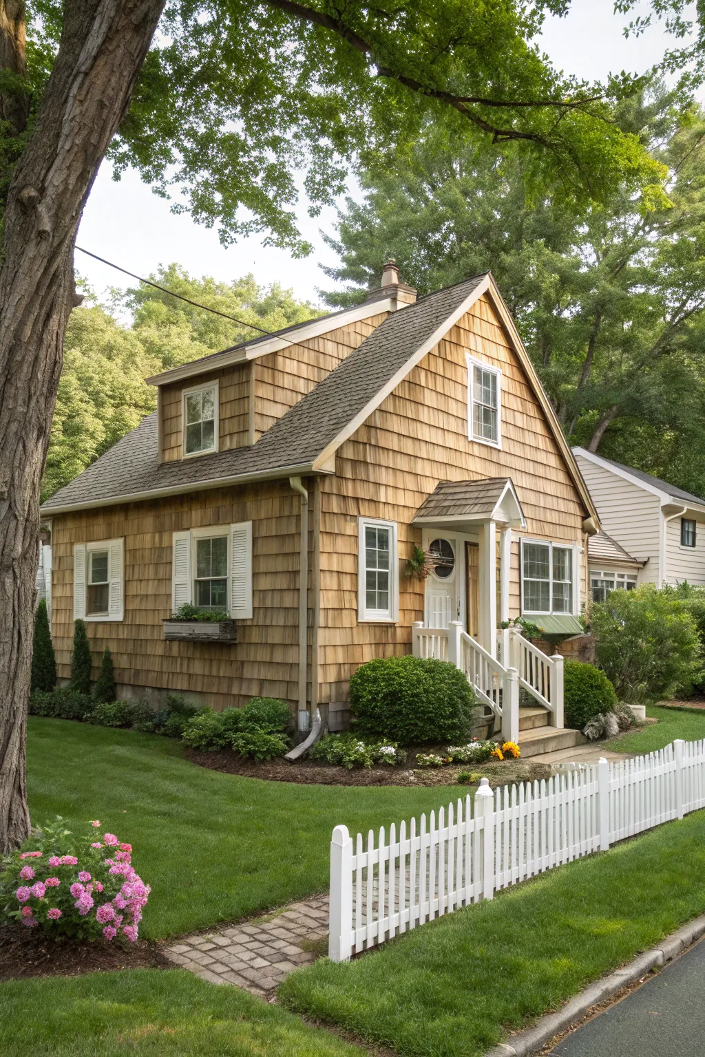 Vinyl shingles offer rustic charm.