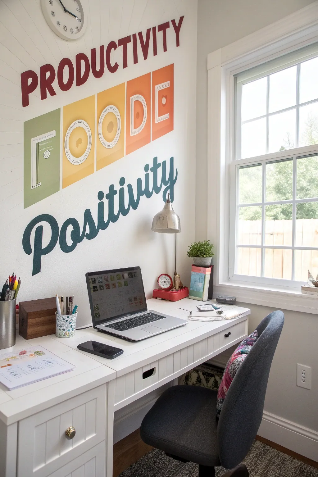 Boost your productivity with motivational decals in the office.