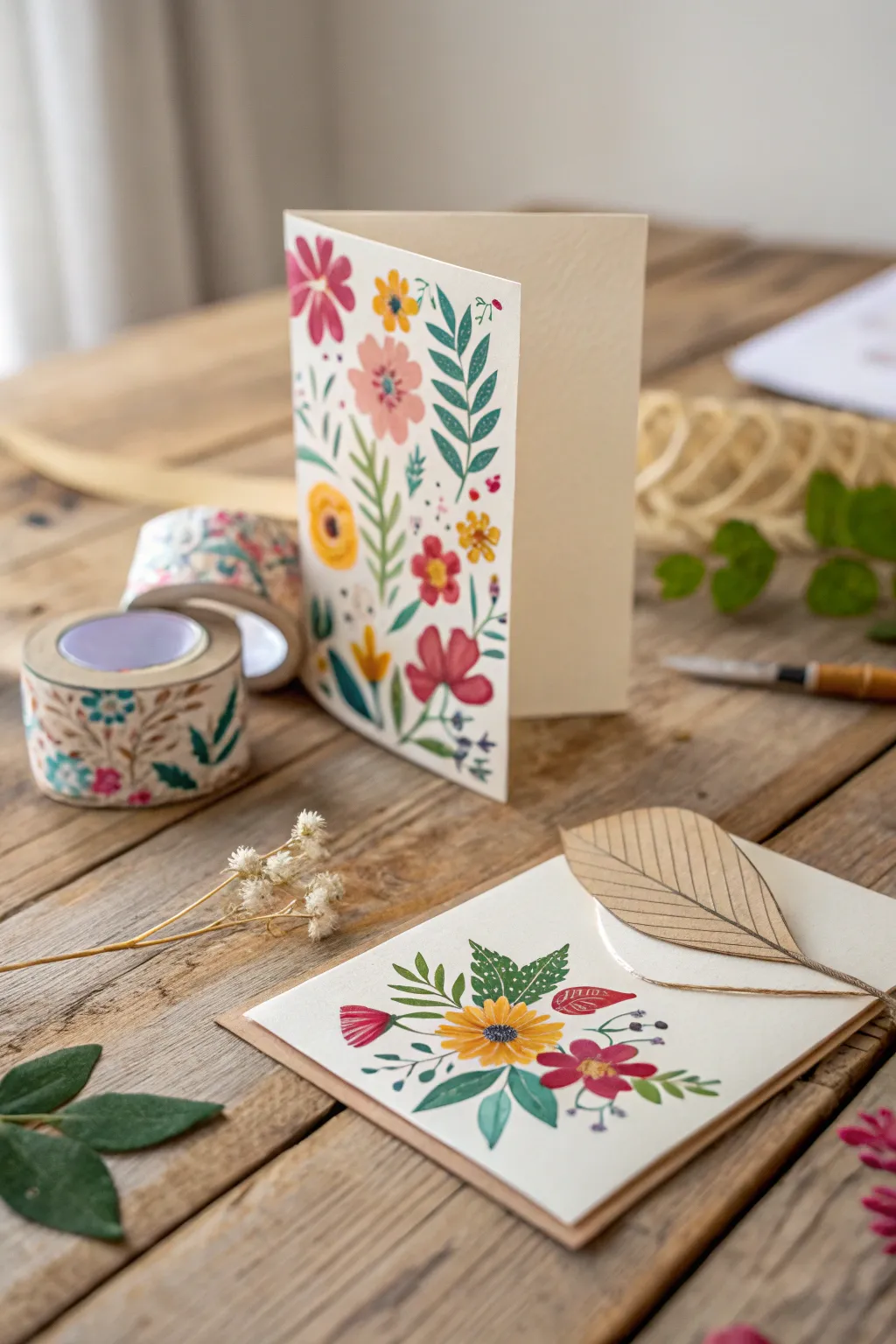 Embrace the beauty of nature with this botanical washi tape card, perfect for any occasion.
