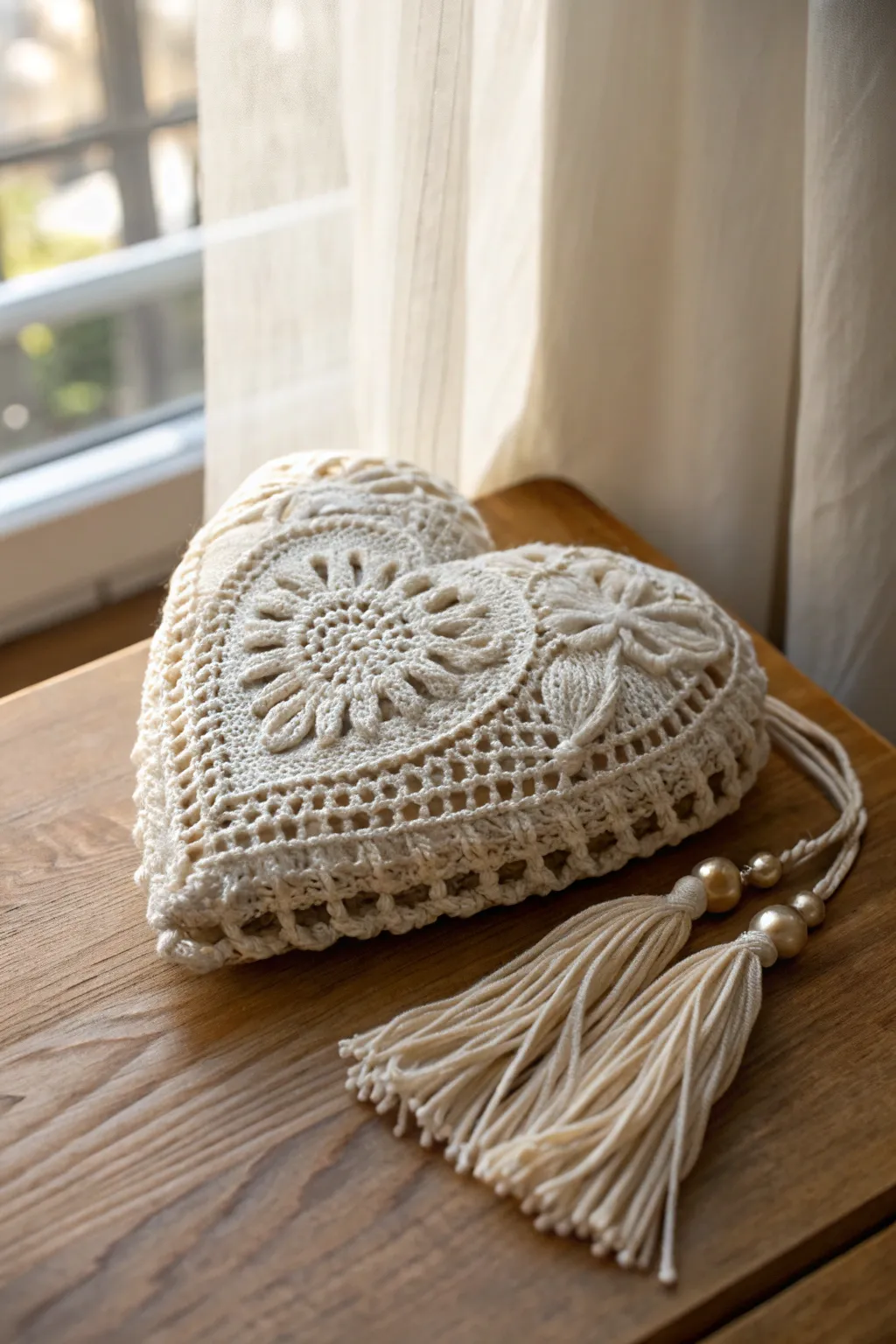 Add a touch of handmade elegance to your wedding with this charming crochet ring bearer pillow.