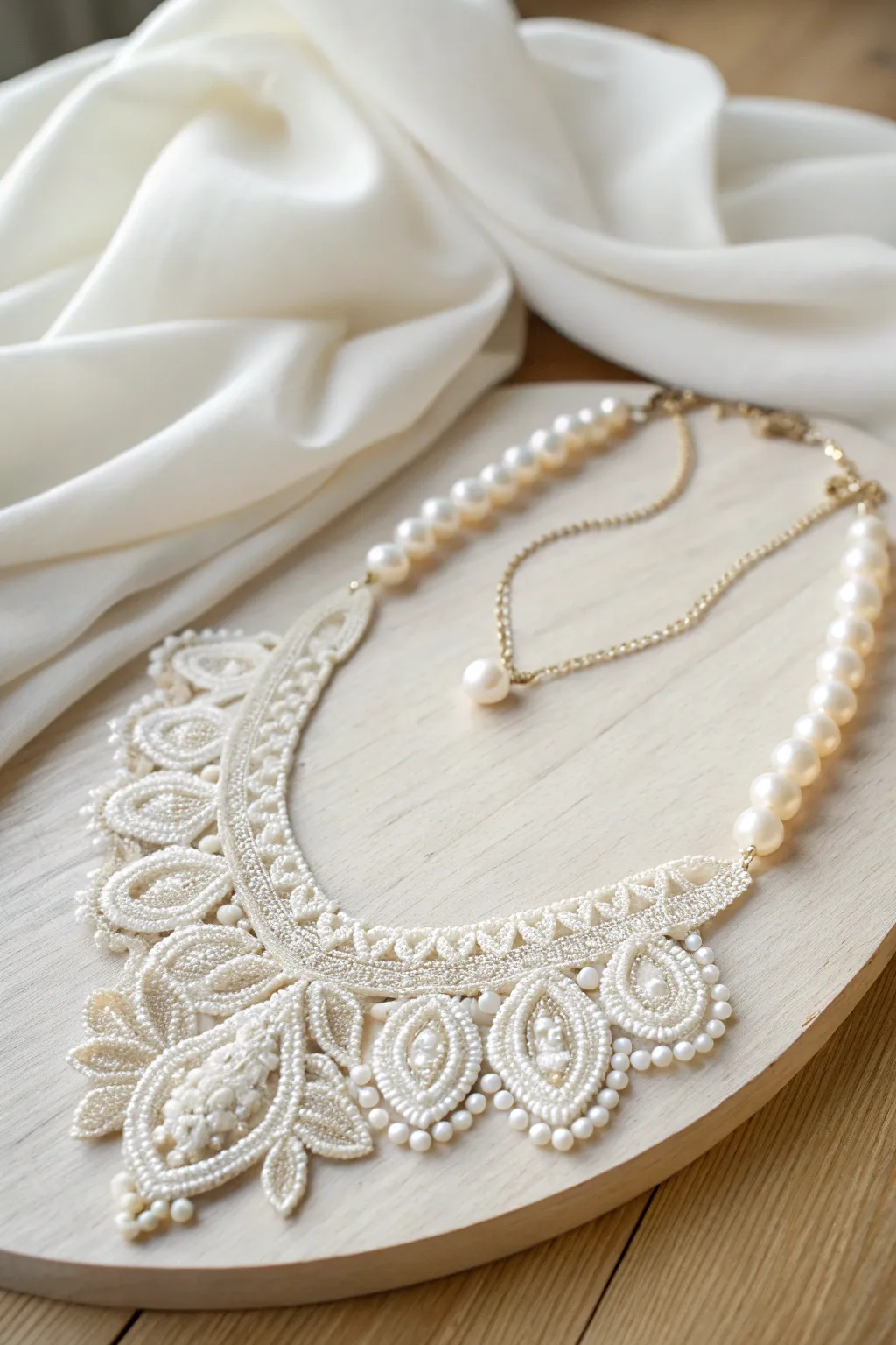 Carry a piece of your wedding day wherever you go with this exquisite keepsake necklace, crafted from the lace of your gown.