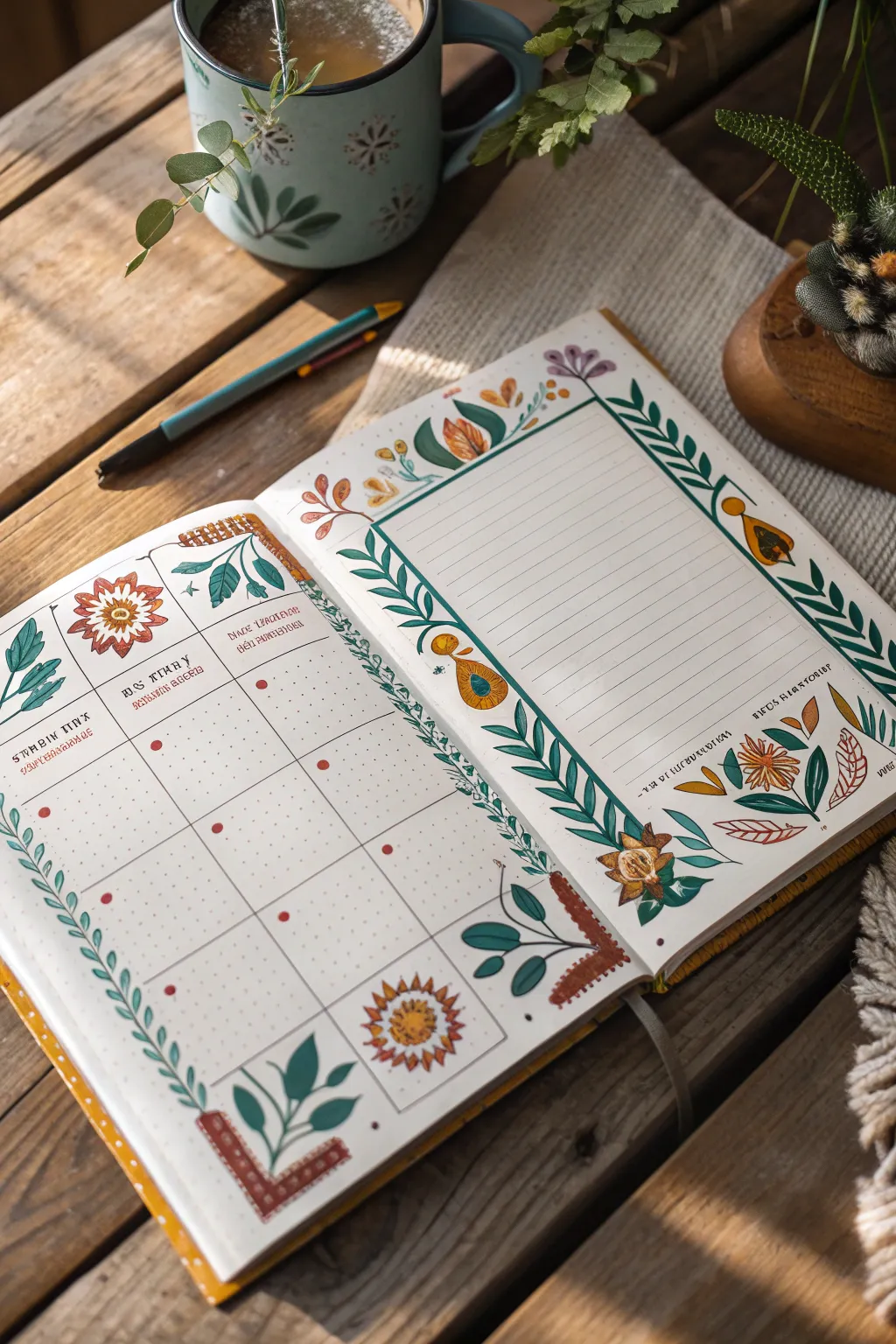 Transform your weekly planner into a masterpiece with creative, boho-inspired borders that celebrate the beauty of simplicity and craftsmanship.