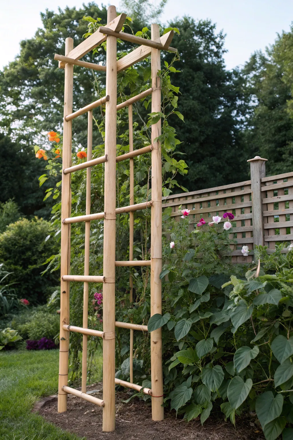Elevate your garden's charm with a handcrafted bamboo trellis, where simplicity meets natural elegance.