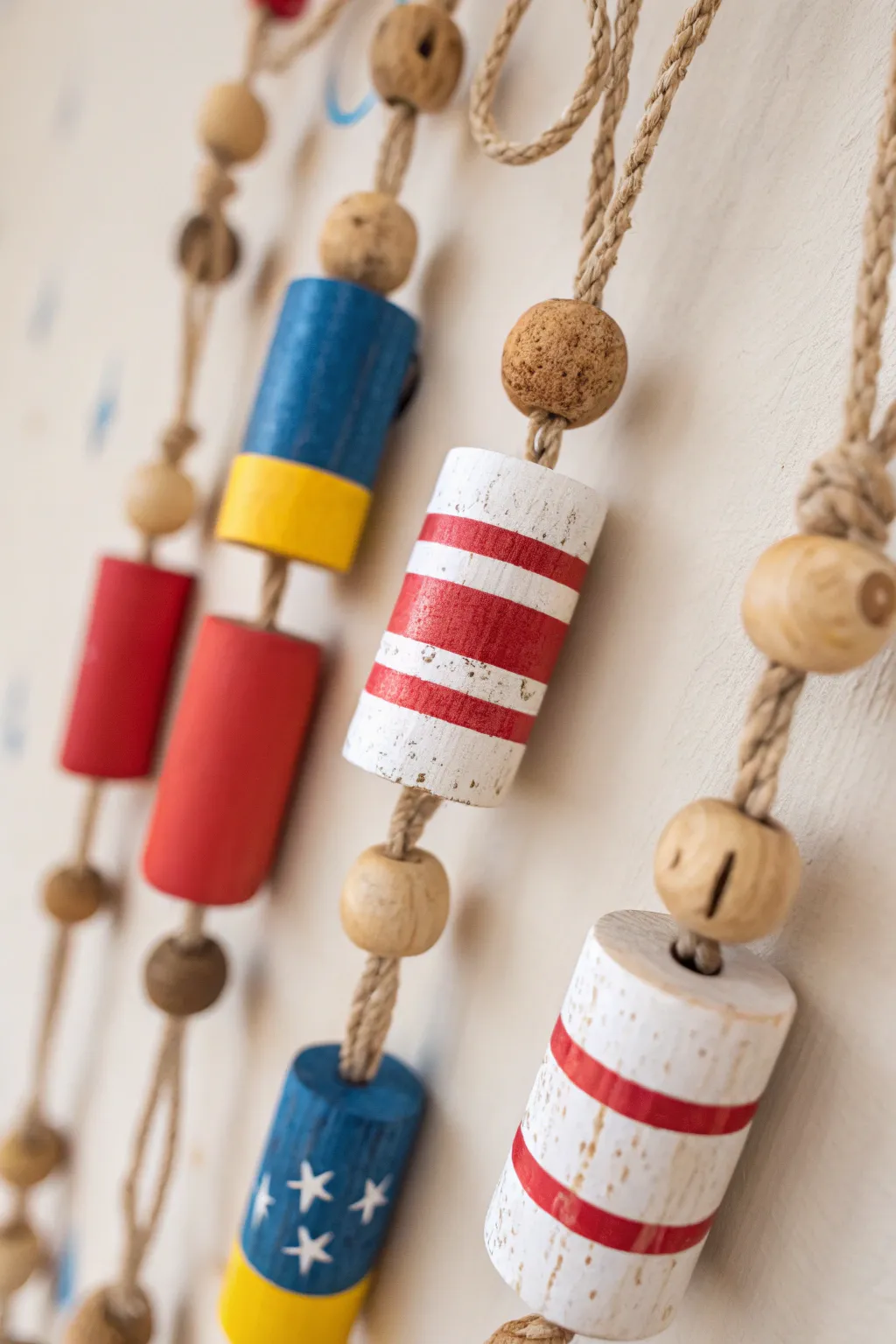 Transform wine corks into a vibrant nautical garland for a touch of summer elegance.