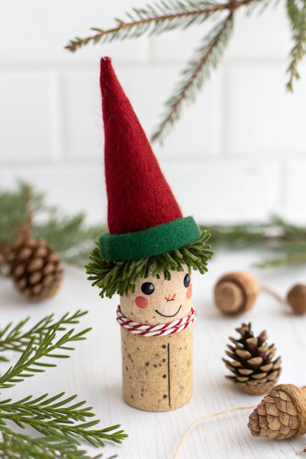 Meet your new holiday companion: the whimsical cork elf, bringing joy and charm to your festive decor!
