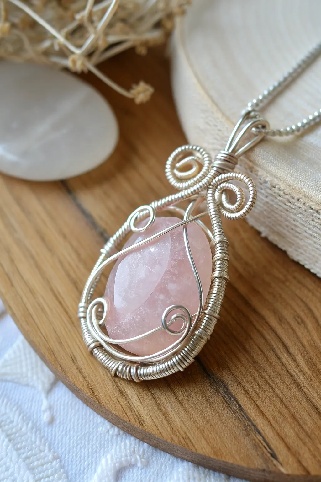 Embrace the elegance of handcrafted artistry with this stunning wire-wrapped pendant, where simplicity meets natural beauty.