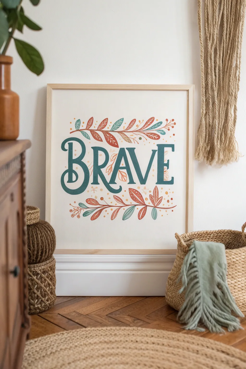 Empower young minds with simplicity and boldness: A 'Brave' poster for inspiring little hearts.