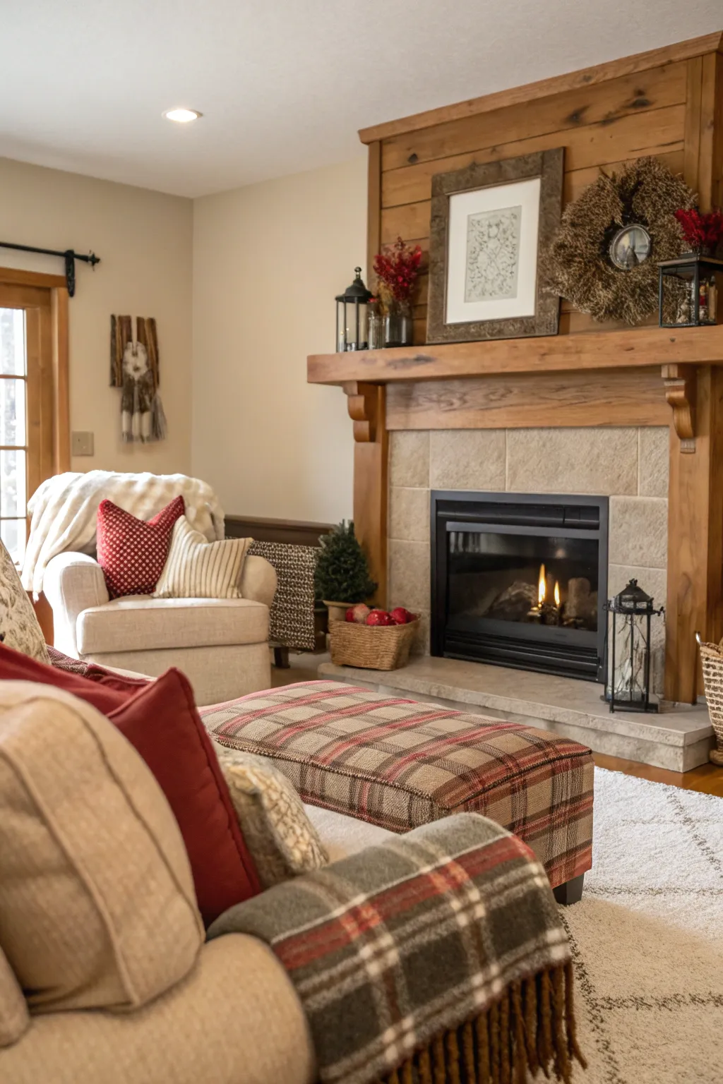 Transform your space into a cozy retreat with a wood mantel.