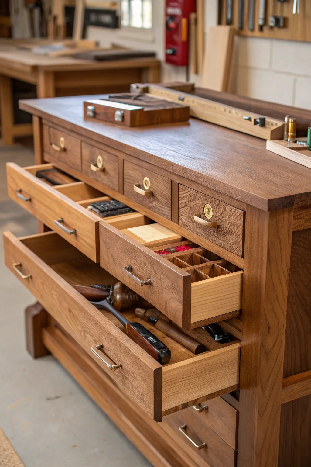 Maximize your workspace with stylish under-bench storage solutions for your wood lathe tools.