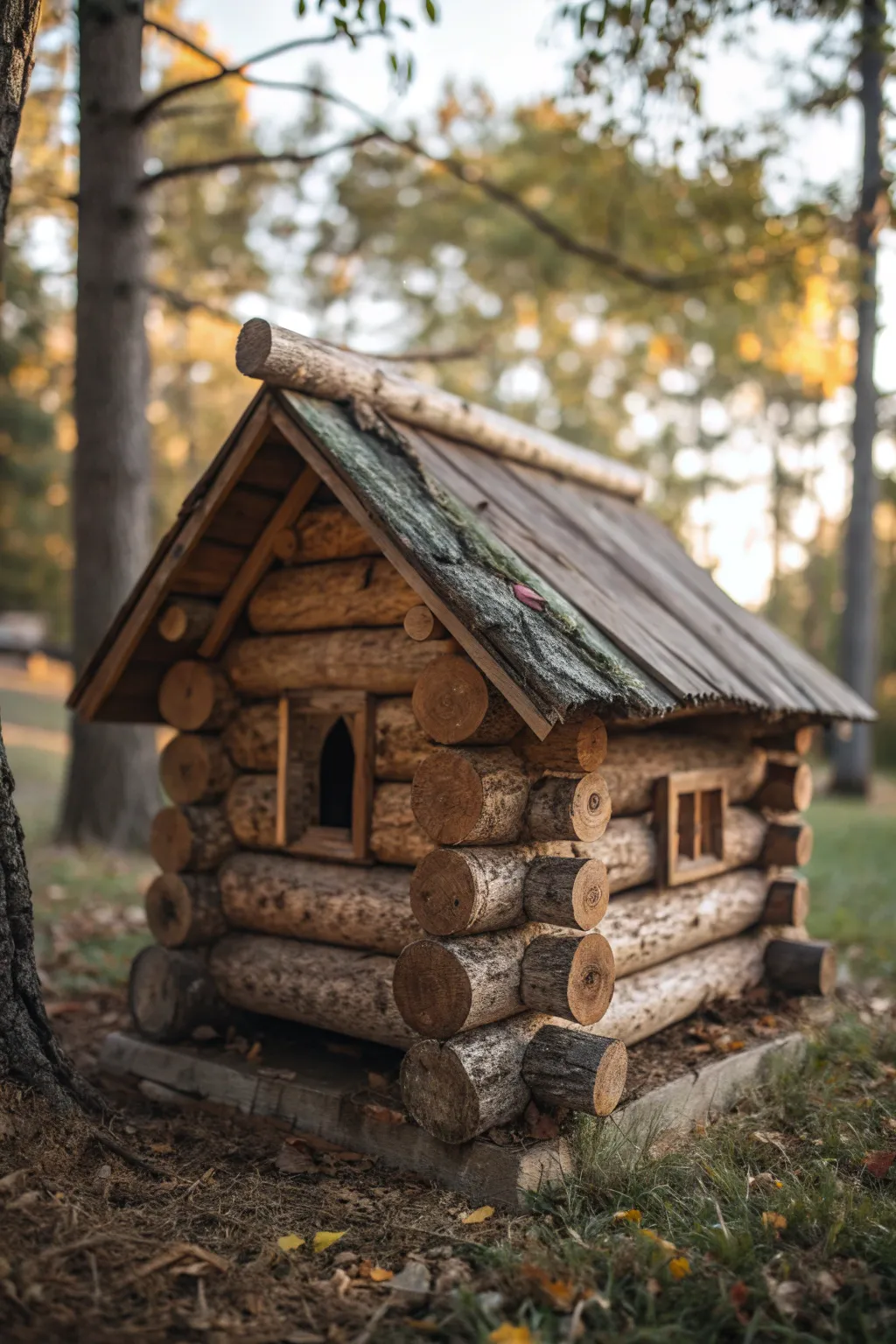 Embrace rustic charm with a handcrafted log hut, where craftsmanship meets family fun.