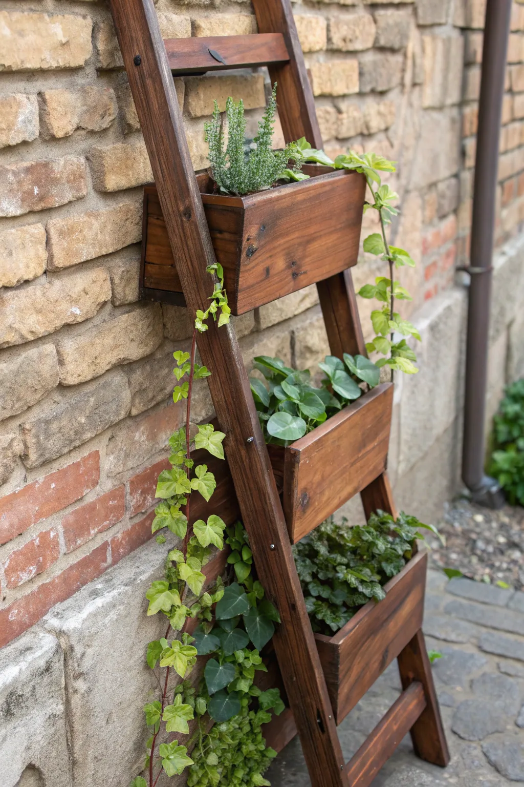 Elevate your greenery with a handcrafted ladder planter that merges style and functionality.