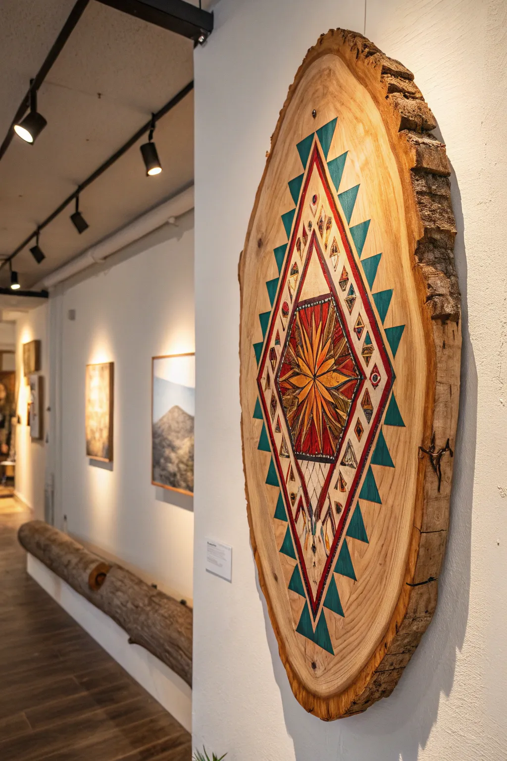 Elevate your space with handcrafted wood slab art – where nature meets geometry.