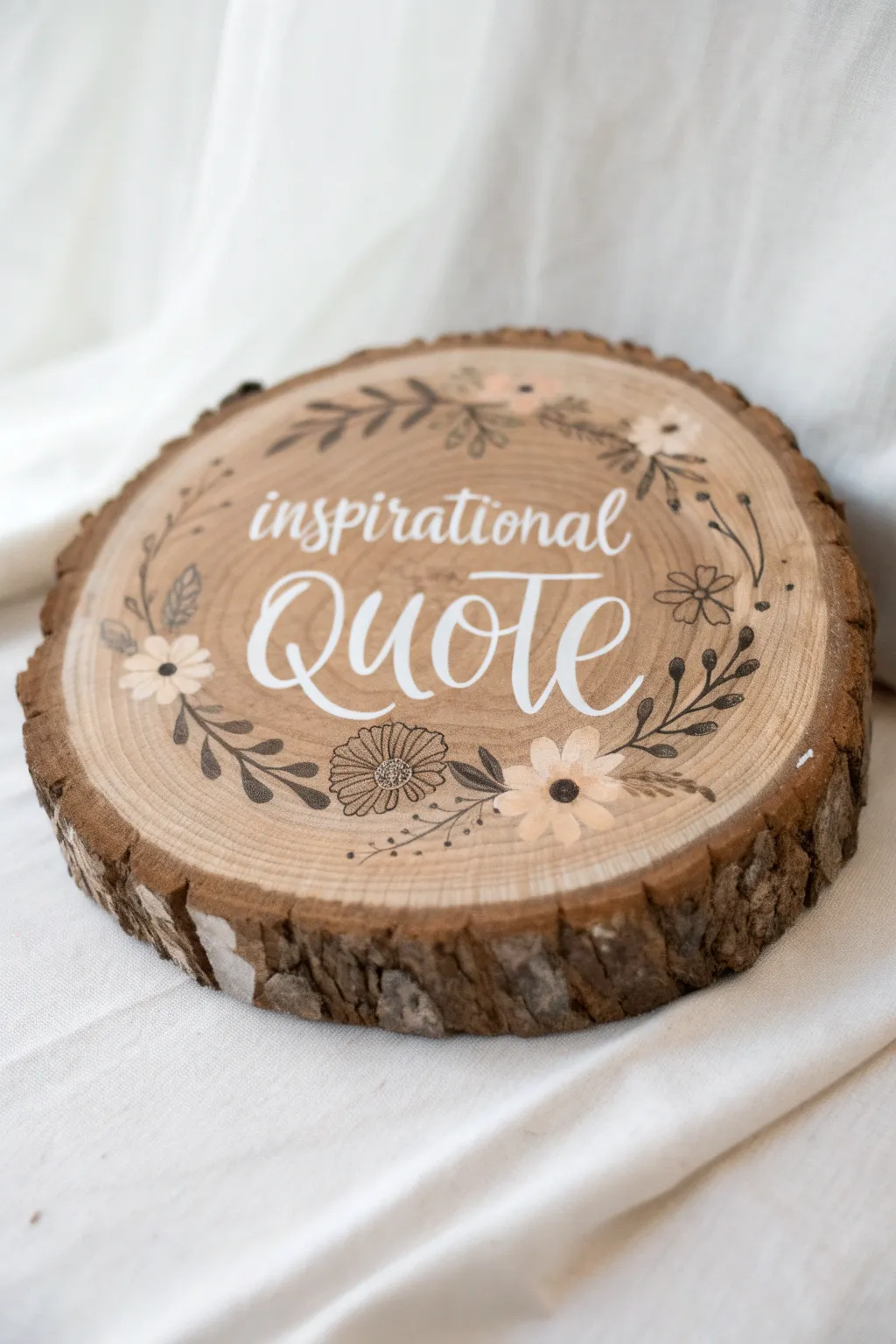 Embrace positivity with hand-painted motivational quotes on natural wood slices.