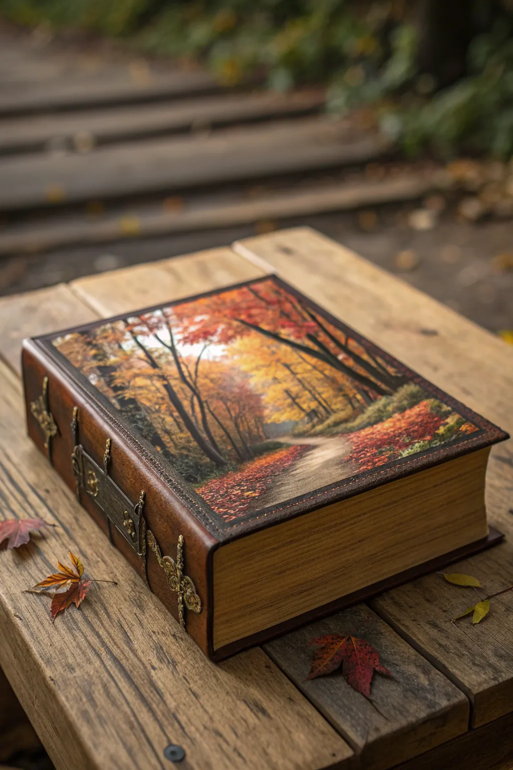 Transform your shelf into a seasonal art gallery with handcrafted, painted wooden book covers.