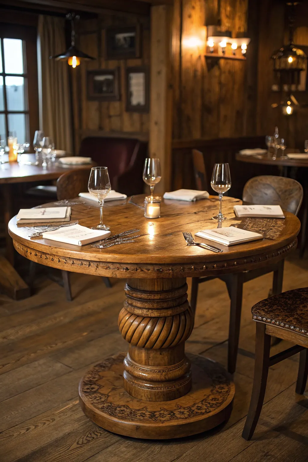 Elevate your dining experience with a handcrafted wooden spool table—where rustic charm meets elegance.
