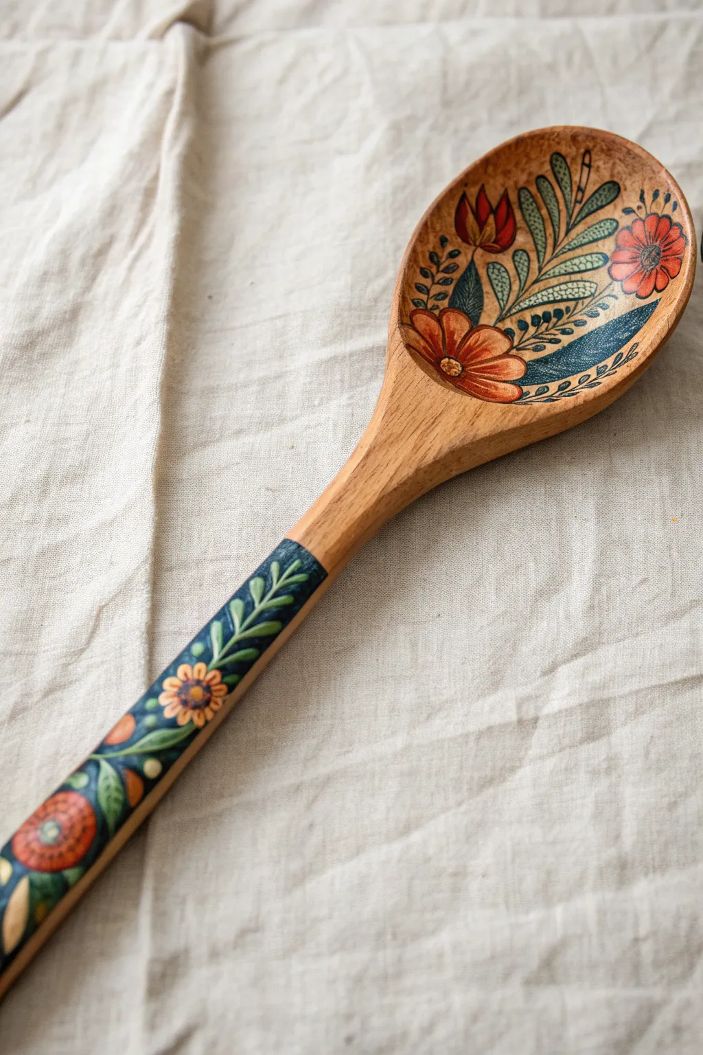 Transform your wooden spoon into a work of art with decoupage magic. Embrace the beauty of craft and color.