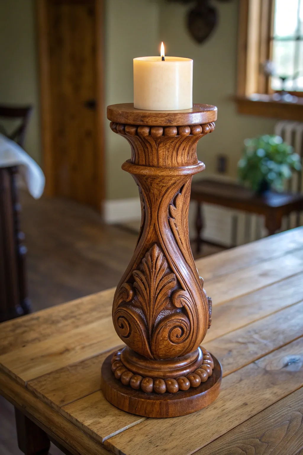 Illuminate your evenings with the timeless elegance of hand-carved maple candle holders.