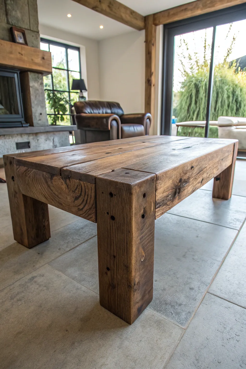 Elevate your space with the bold presence of a chunky beam coffee table.