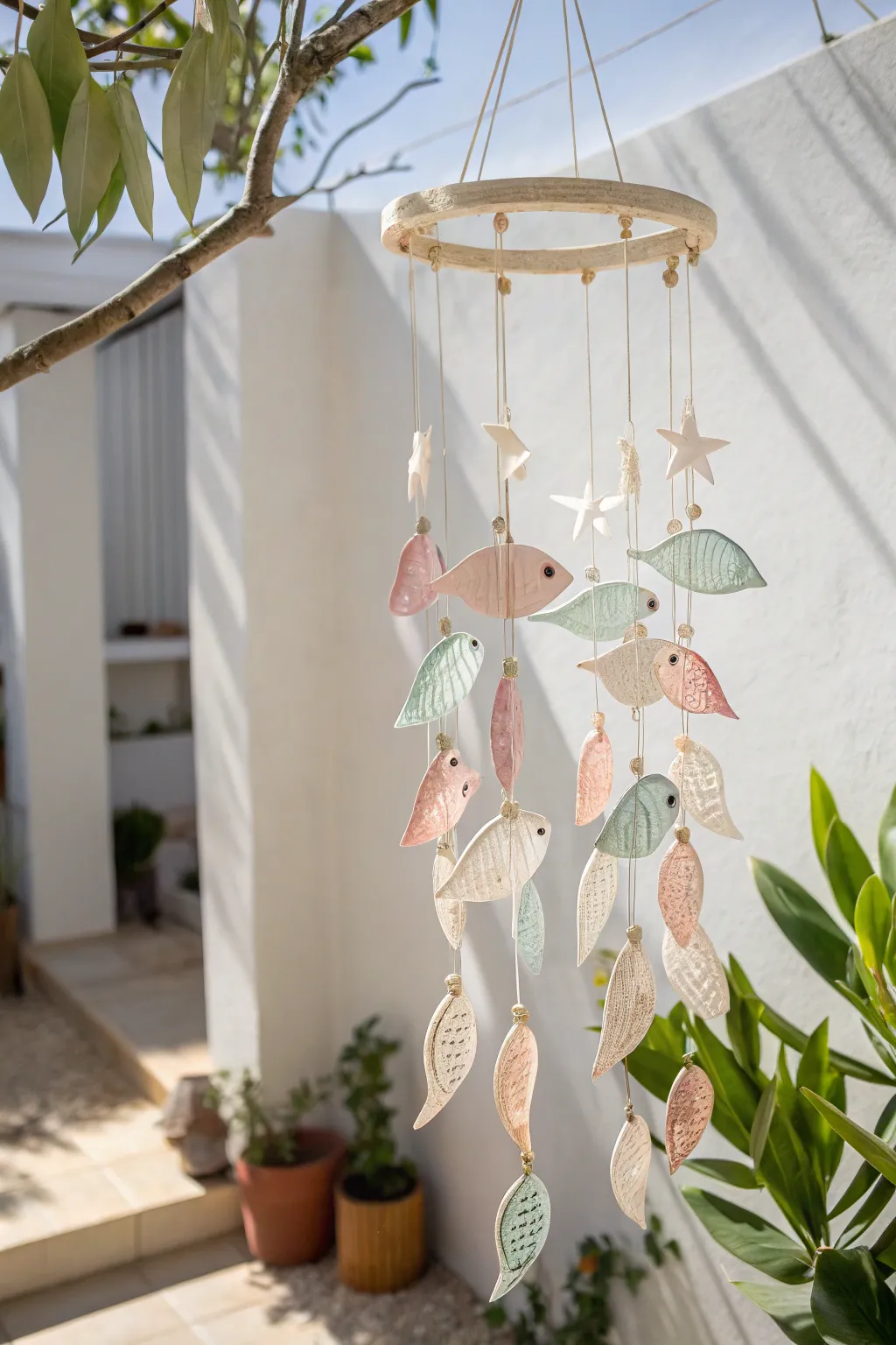 Catch the breeze with this whimsical fish mobile — a perfect blend of minimalist elegance and boho charm.
