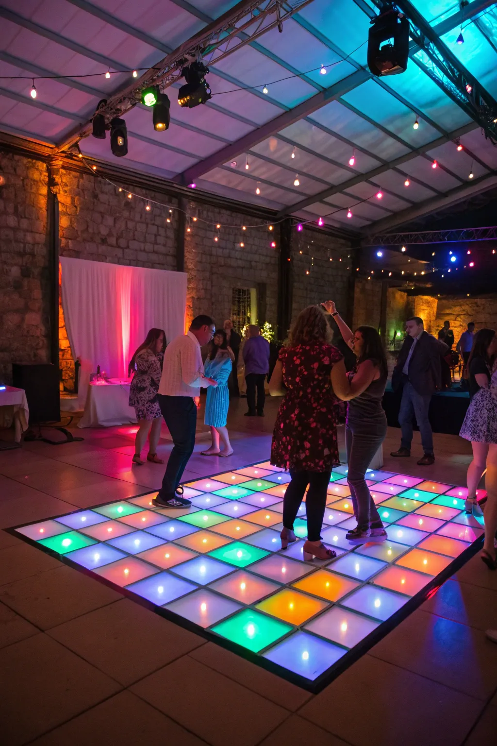 A surprise dance floor that lights up the night.
