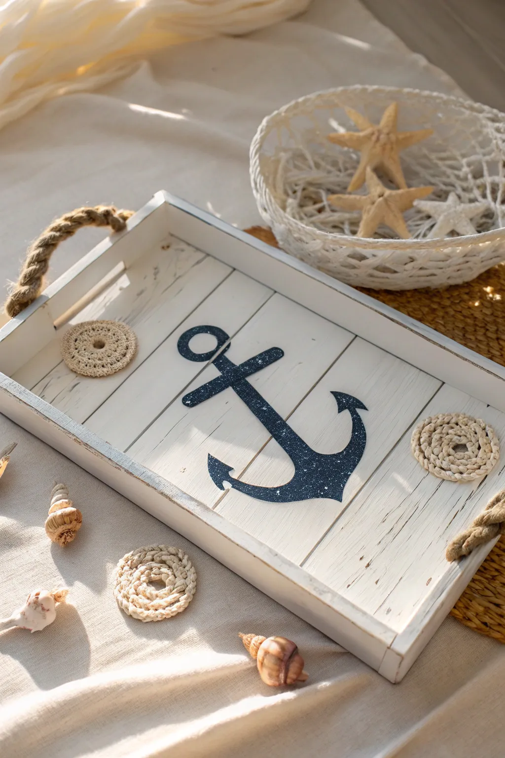 Transform your thrift finds into nautical treasures with this elegant upcycled anchor tray!