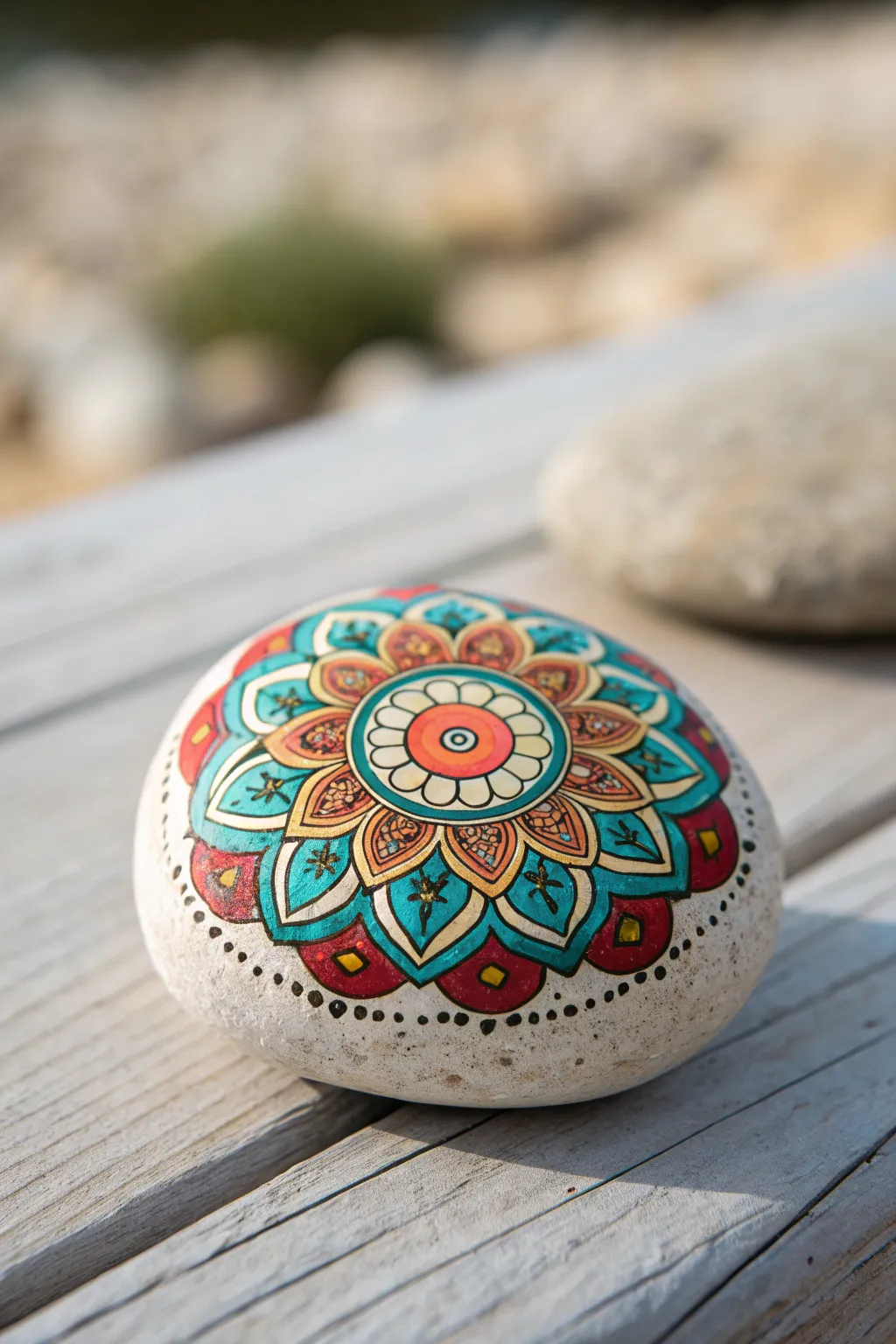 Transform ordinary pebbles into stunning garden accents with intricate mandala designs.