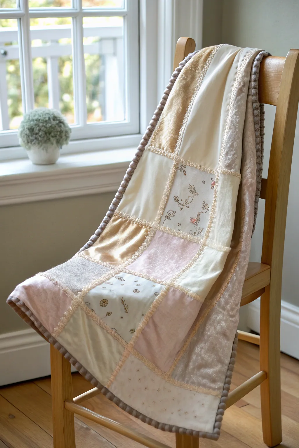 Delight in the tactile harmony of satin and flannel with this sensory-rich baby blanket.