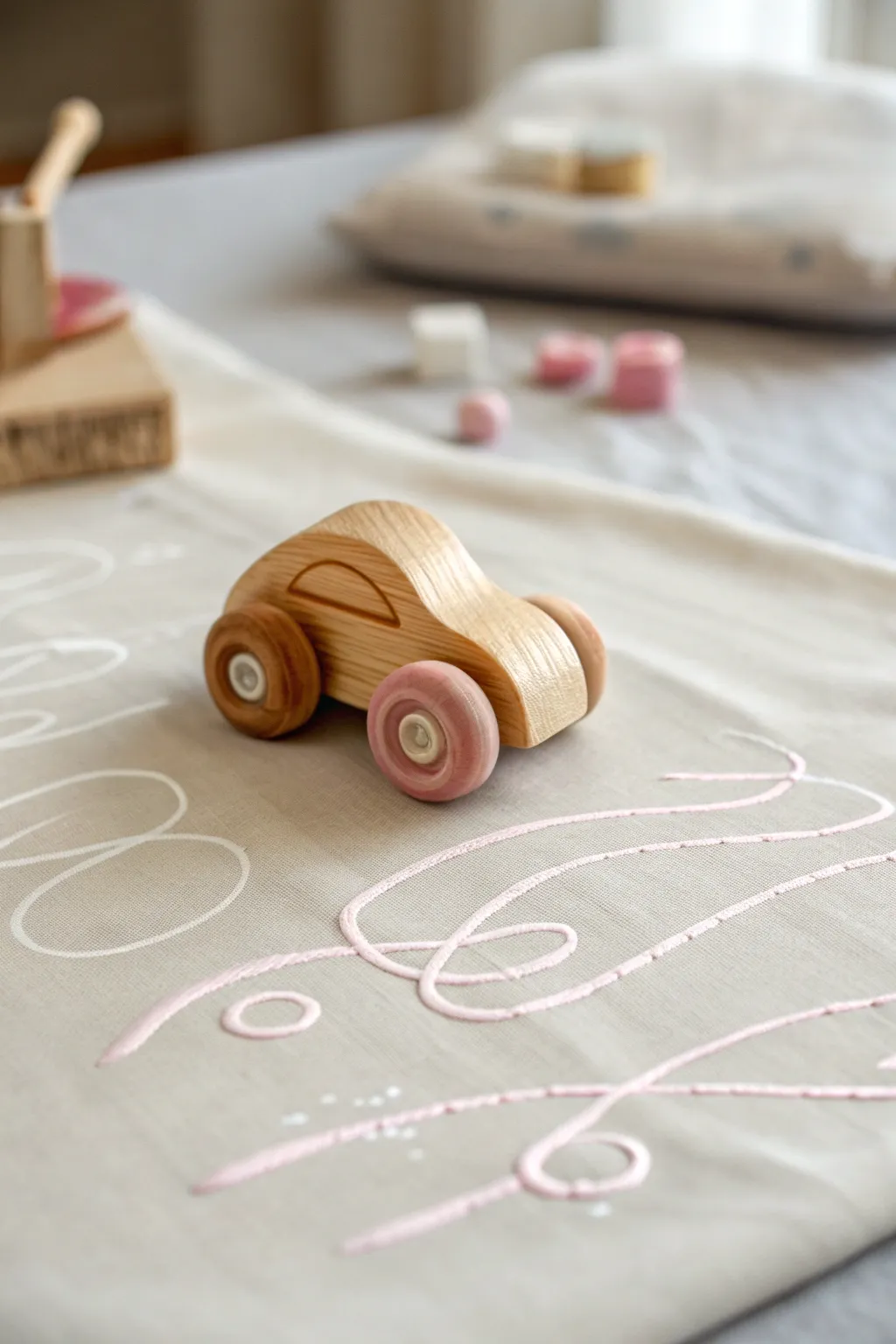 Let your baby's creativity roll with charming toy car tracks in soothing pastel hues. 🚗🎨 #BabyArt #MinimalistMagic