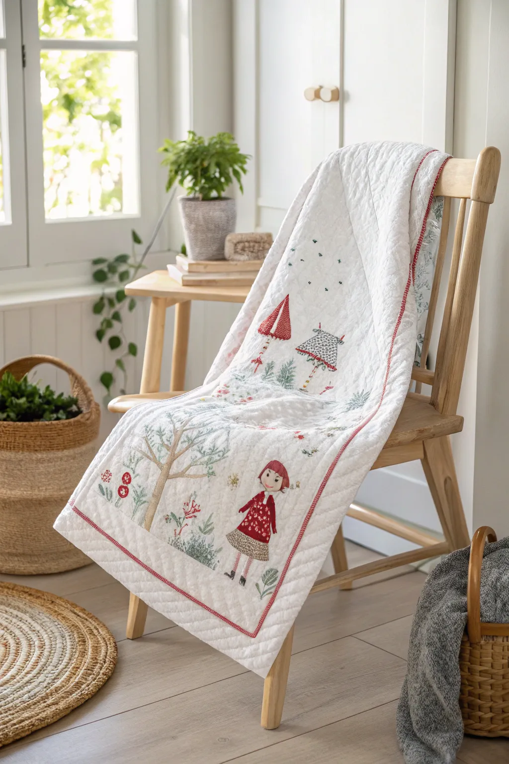 Enchant bedtime with a storybook-themed quilt, where simplicity meets magic.