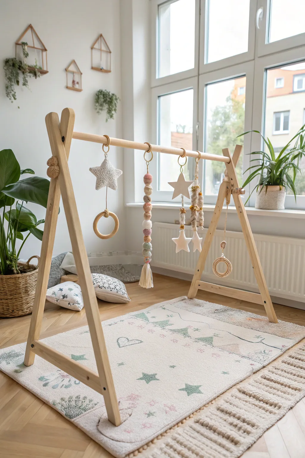 Discover the joy of play with this charming and thoughtfully designed activity gym, perfect for nurturing your little one's senses.