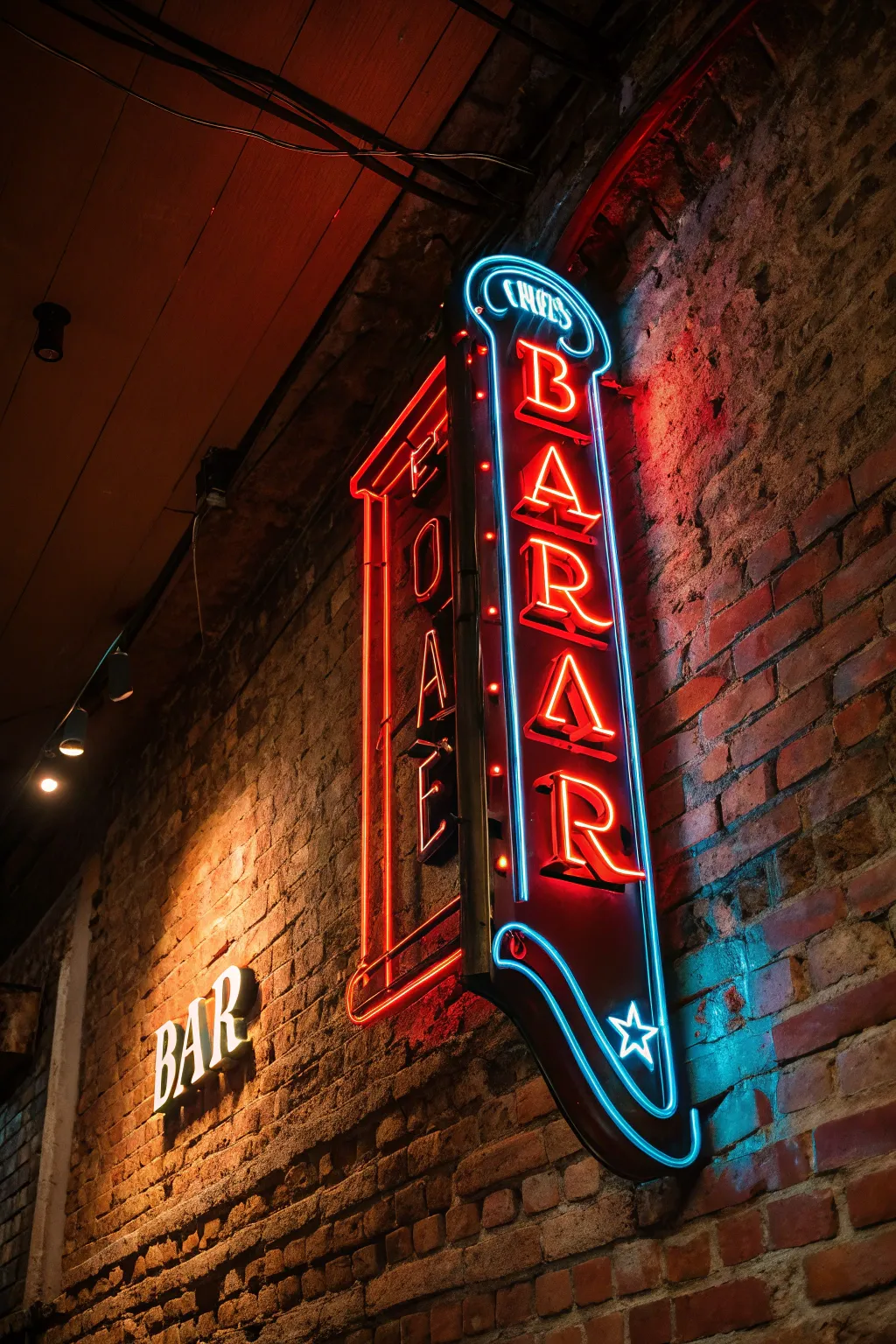 Illuminate your space with a touch of nostalgia: a vintage neon bar sign that captivates and enchants.