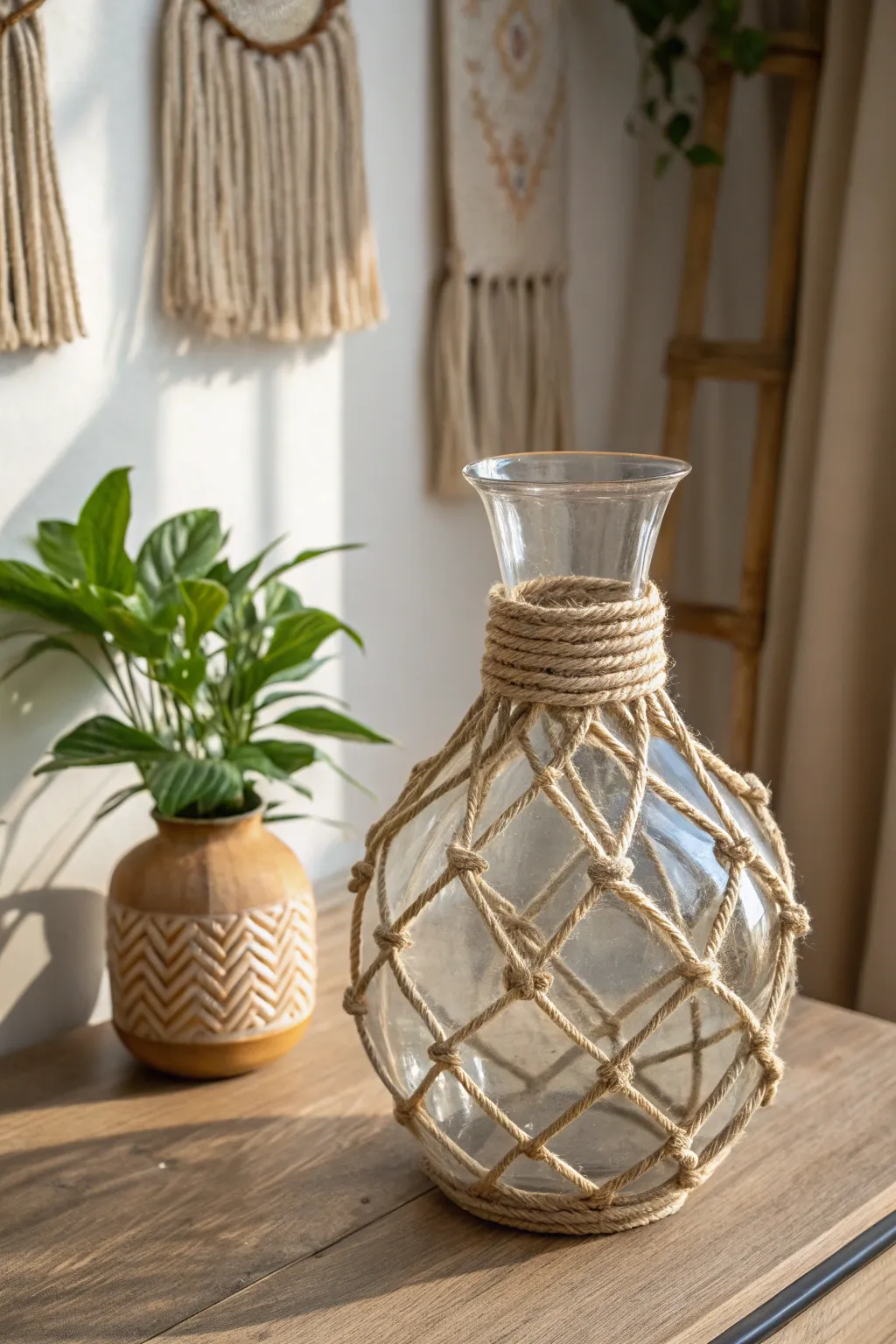Transform your space with a touch of the sea: Nautical Rope Vase for a chic beach-inspired decor.