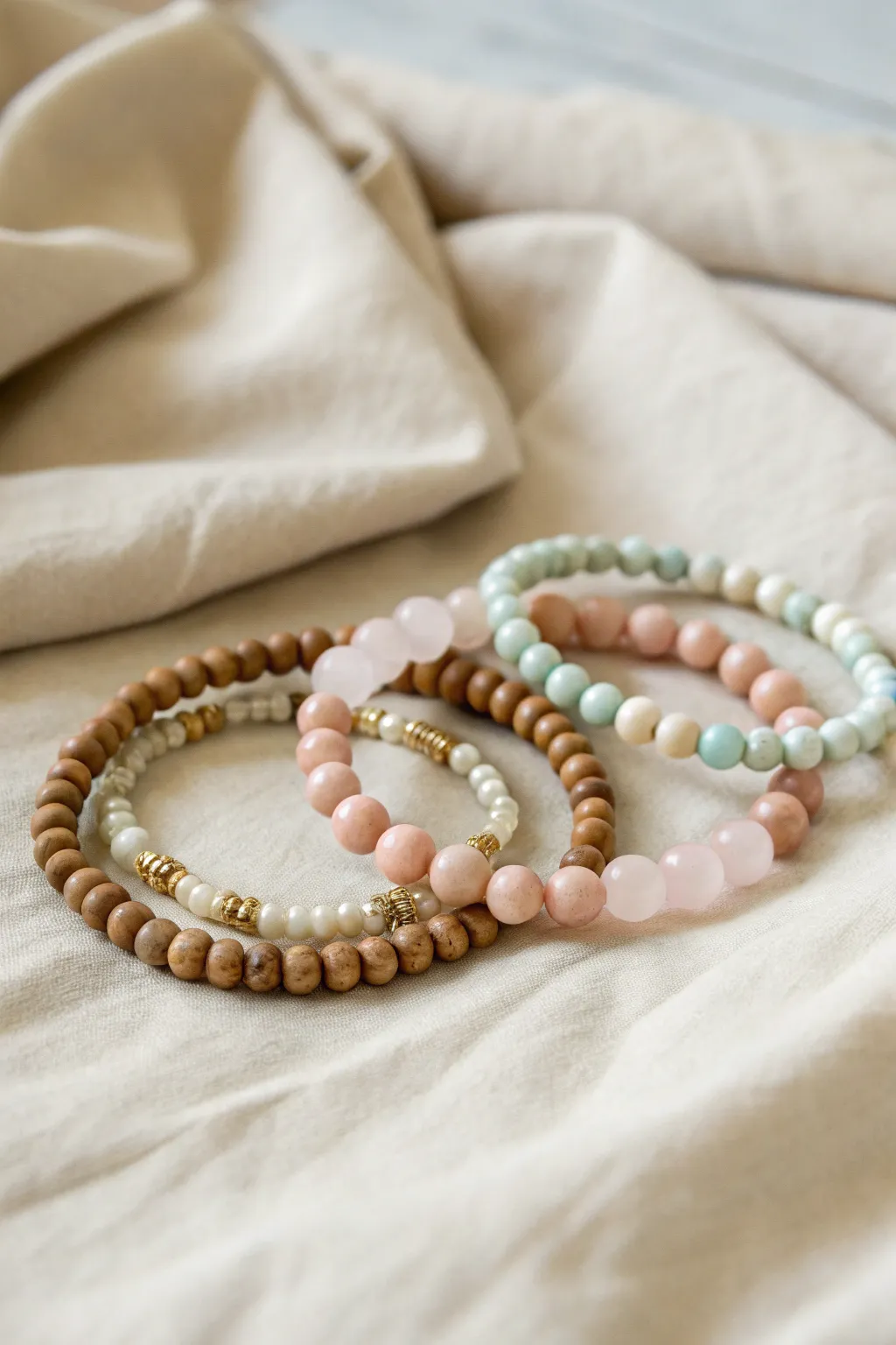 Elevate your style with these stackable bead bracelets, perfect for a chic and versatile look.