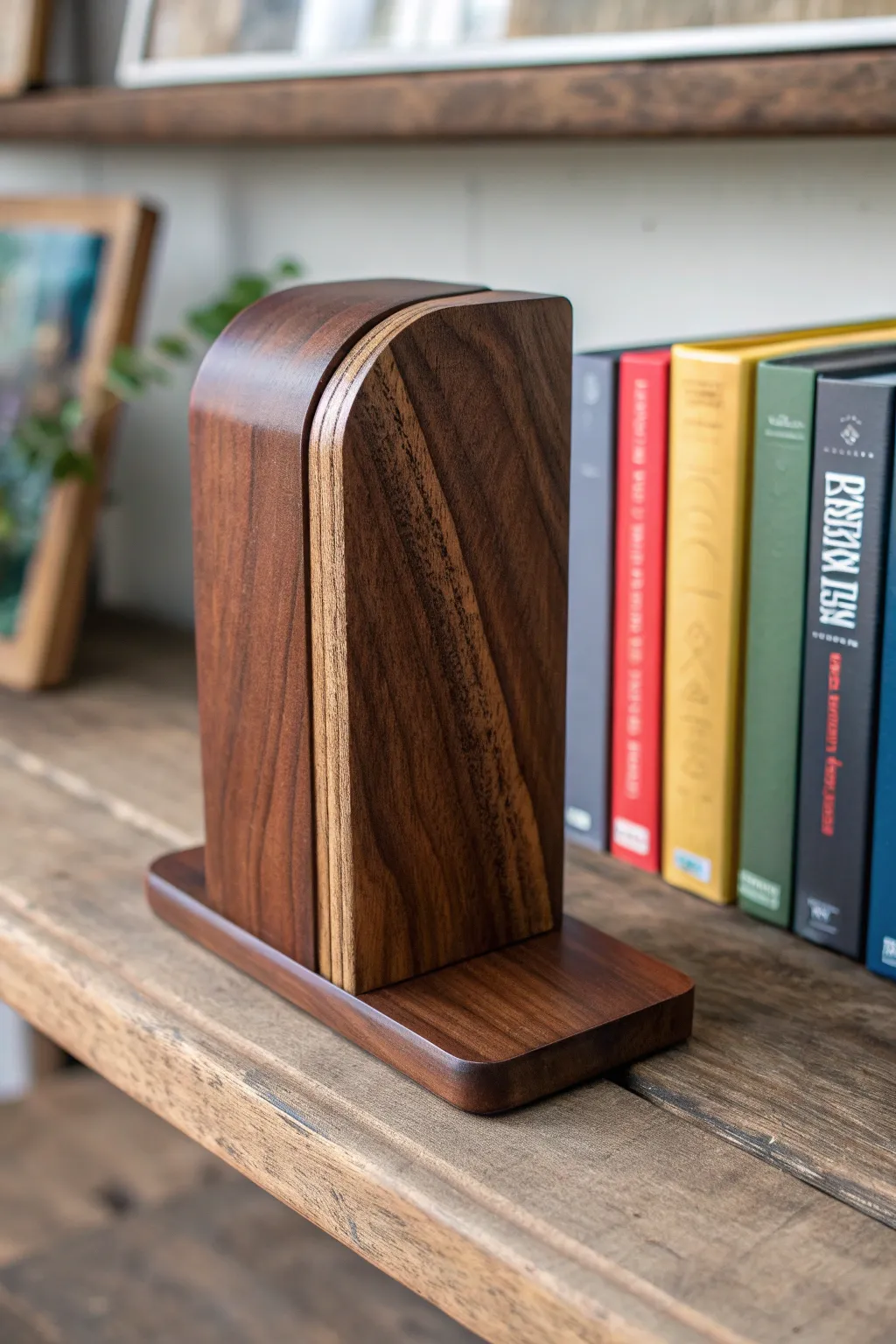Elevate your bookshelf with a handcrafted sliding bookend that combines style and functionality.