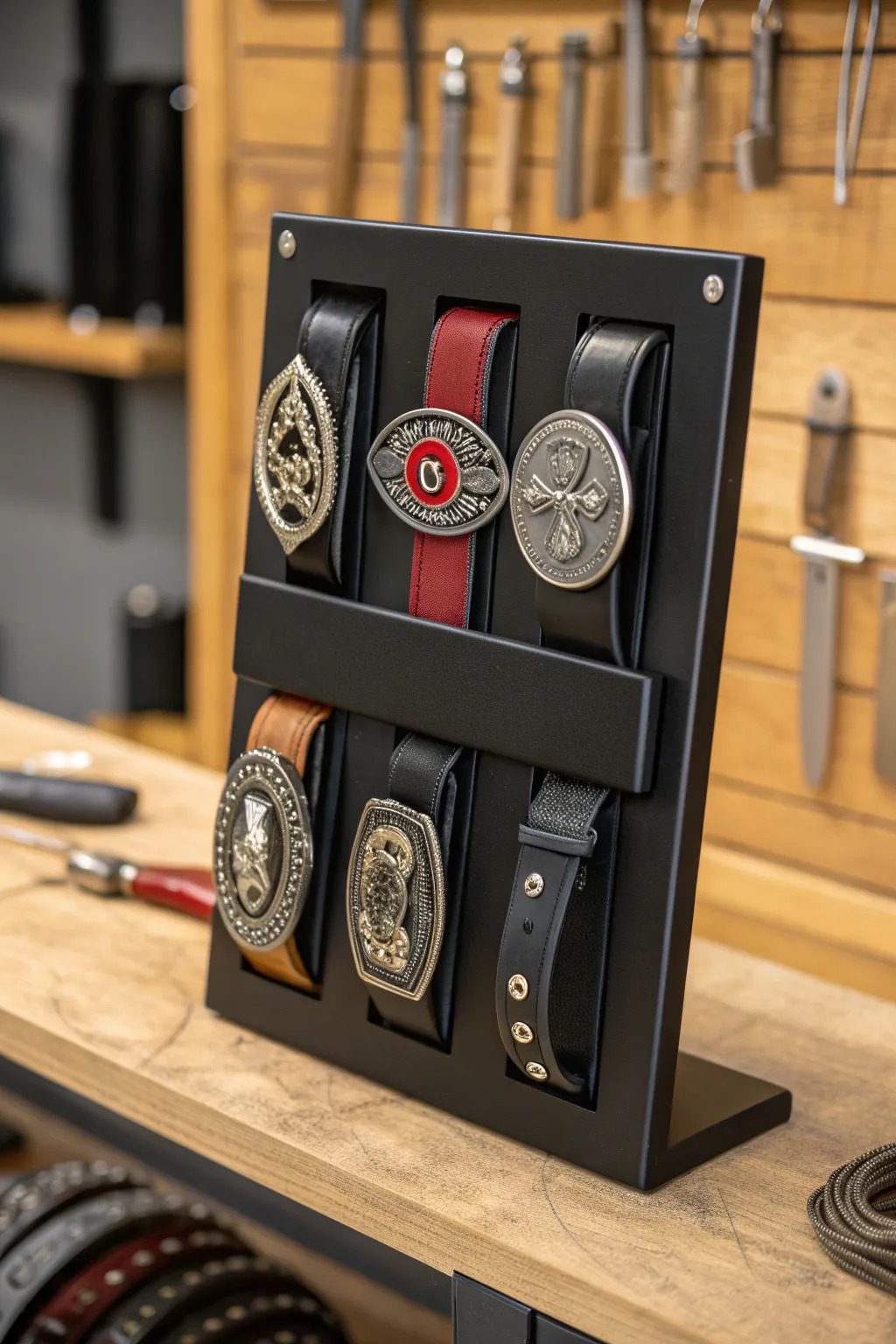 Magnetic Magic: Showcase your belt buckles with a modern twist that highlights craftsmanship and style.