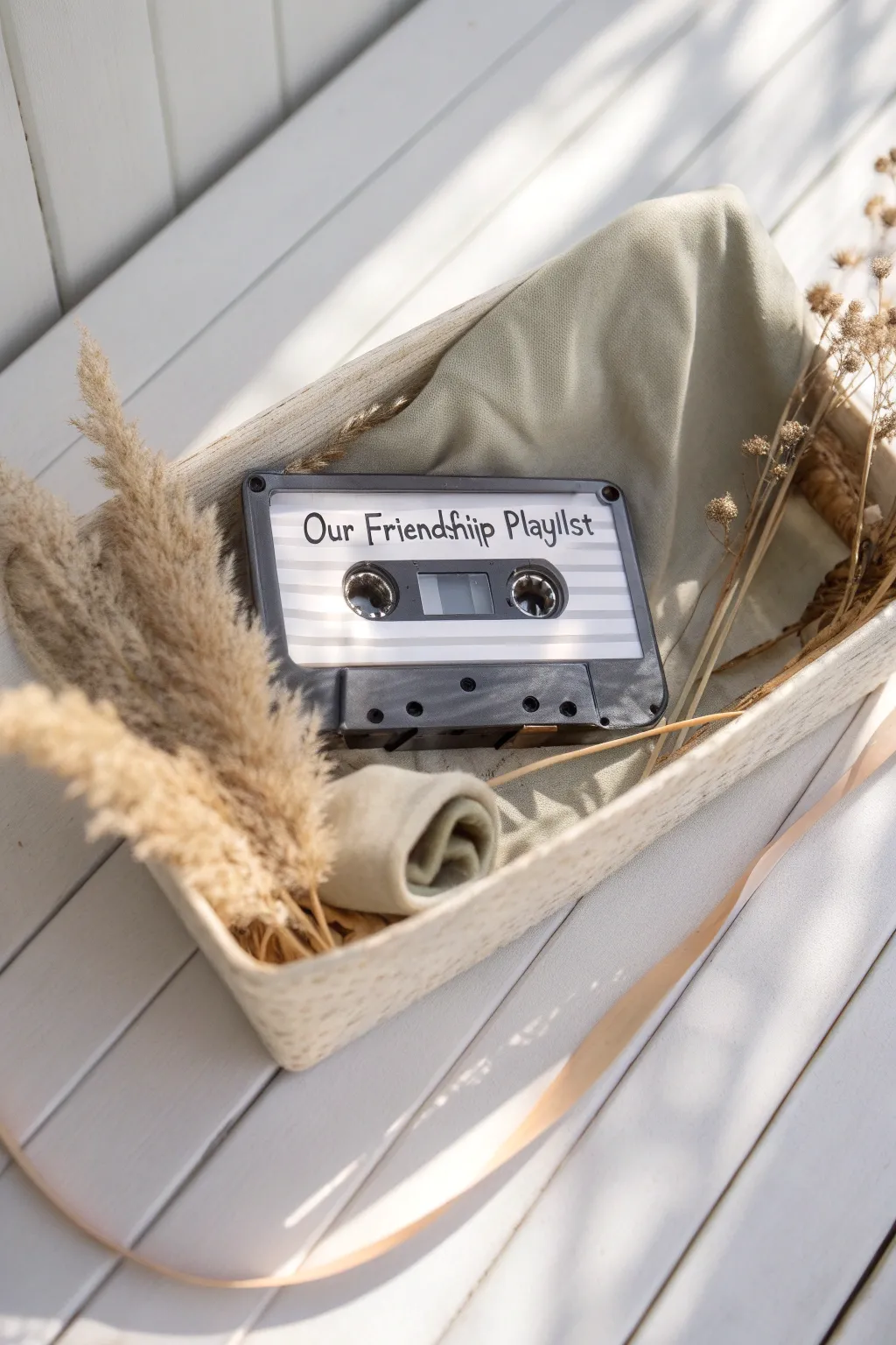 Capture the soundtrack of your friendship with a personalized playlist basket.