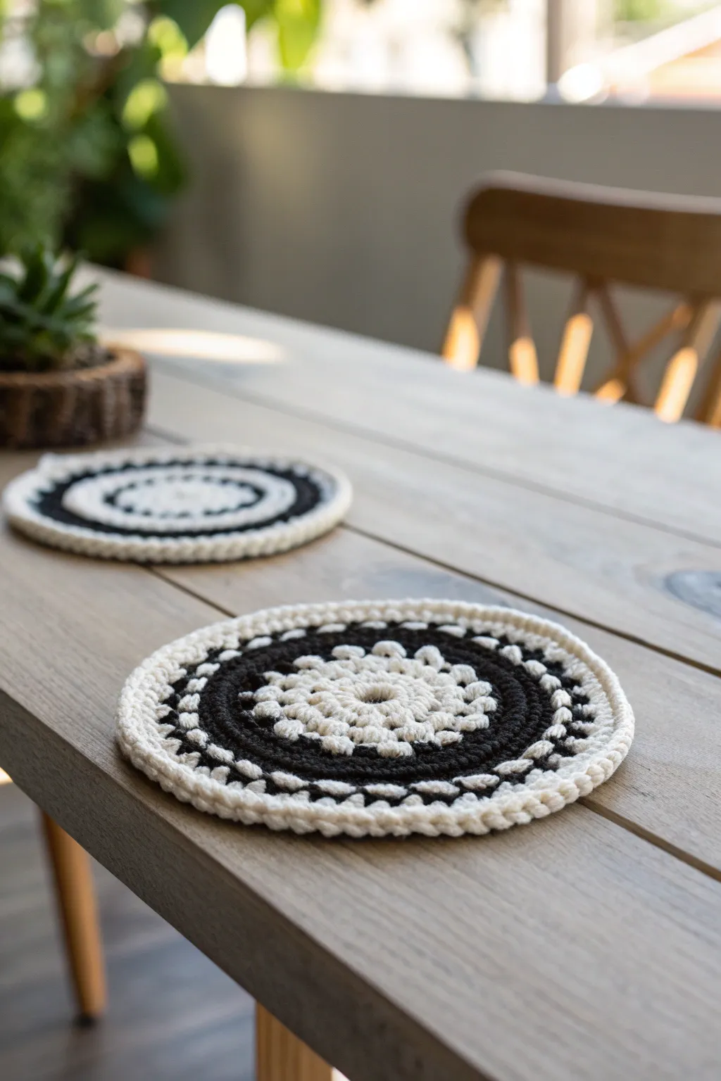 Elevate your table decor with minimalist crochet coasters, where simplicity meets elegance.