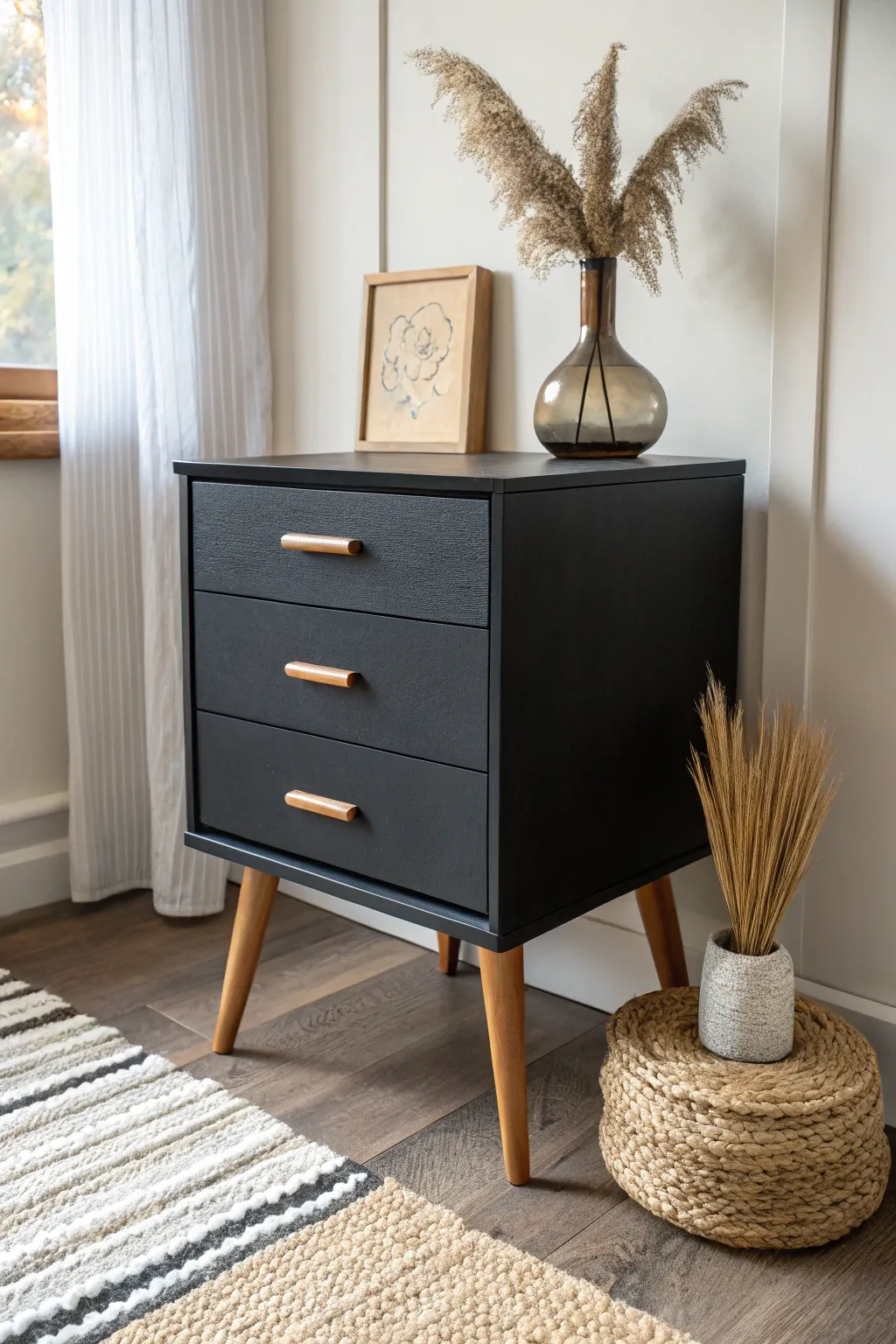 A touch of elegance: Black chalk paint breathes new life into a mid-century modern classic.