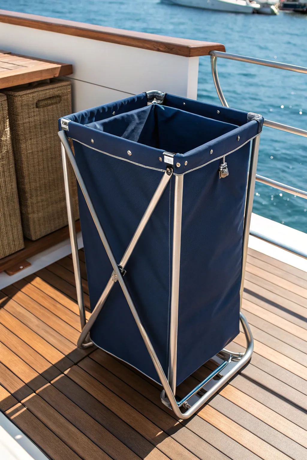 Upgrade your boat with this space-saving, foldable trash bin—where style meets functionality!