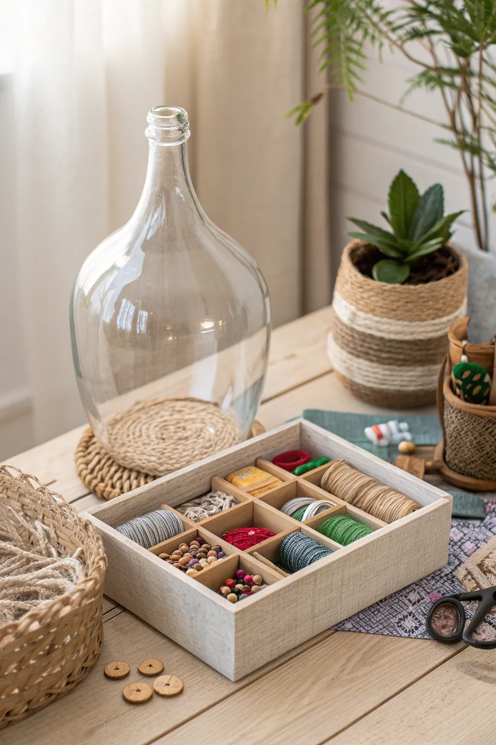 Transform your space with minimalist charm: Repurpose large bottles into stylish storage solutions!