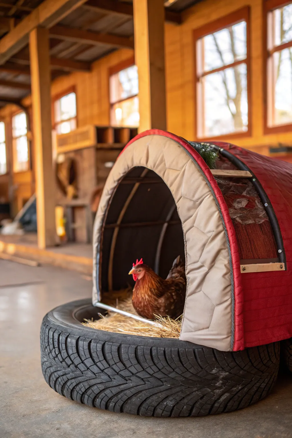 Transform an old tire into a cozy, stylish brooder for your chicks—where function meets craftsmanship.