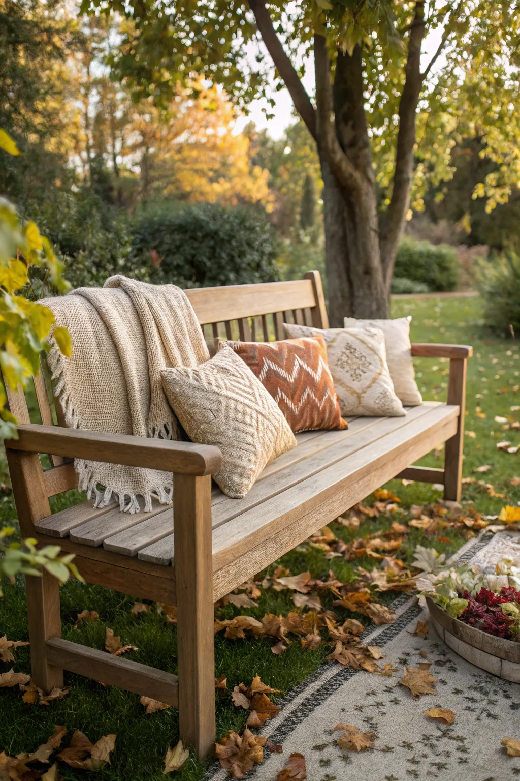 Embrace the beauty of changing seasons with a cozy, handcrafted buddy bench adorned in autumn hues. 🍂✨ #SeasonalDecor #ScandinavianDesign #BohoChic