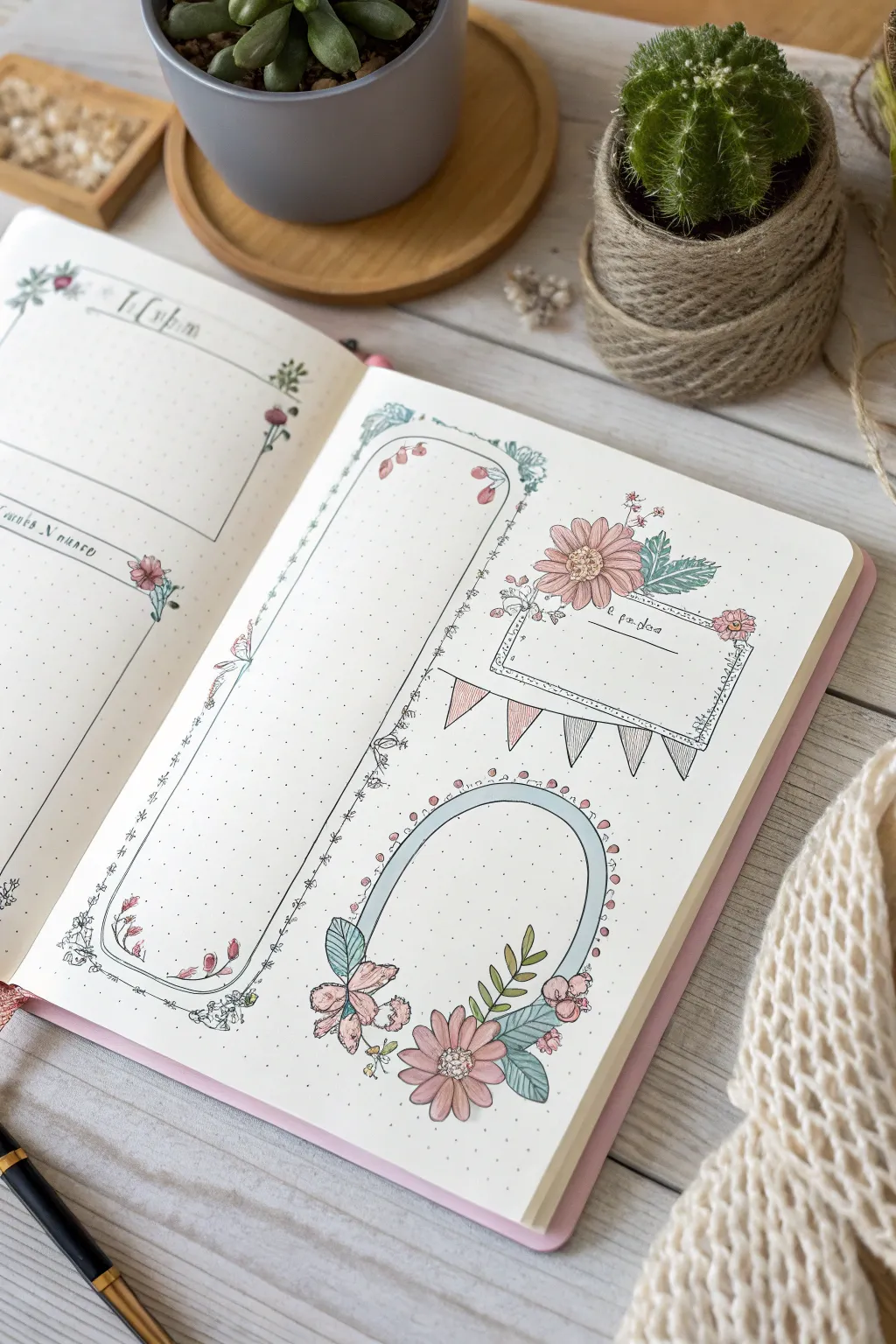 Elevate your journaling with elegant banners and frame boxes, where simplicity meets artistry.