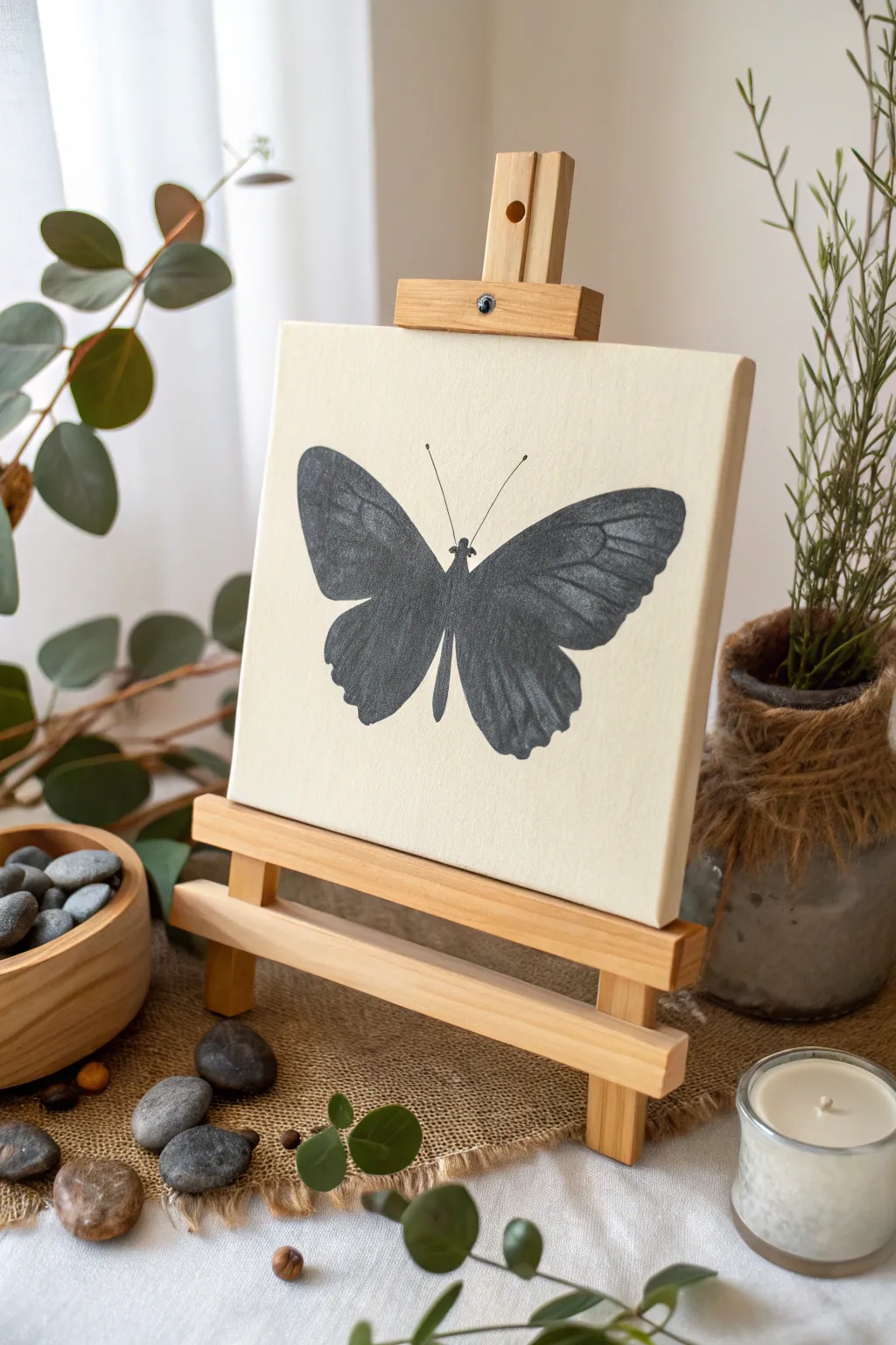Capture the elegance of simplicity with a butterfly silhouette painting that speaks volumes in quiet beauty.