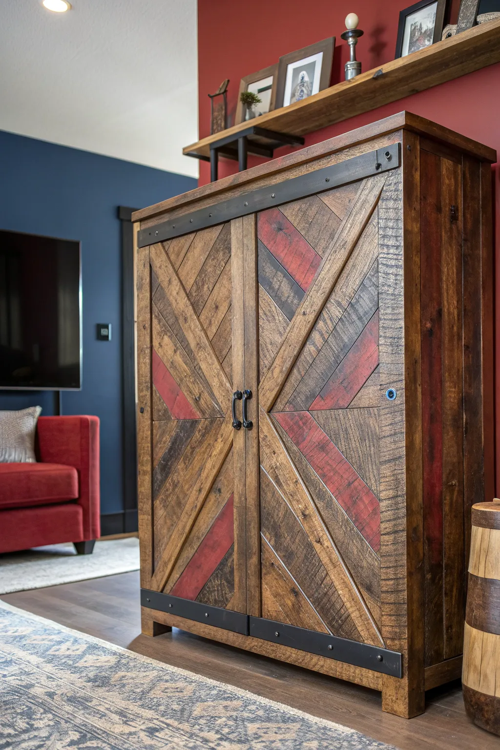 Transform your space with the timeless charm of repurposed wood cabinets.