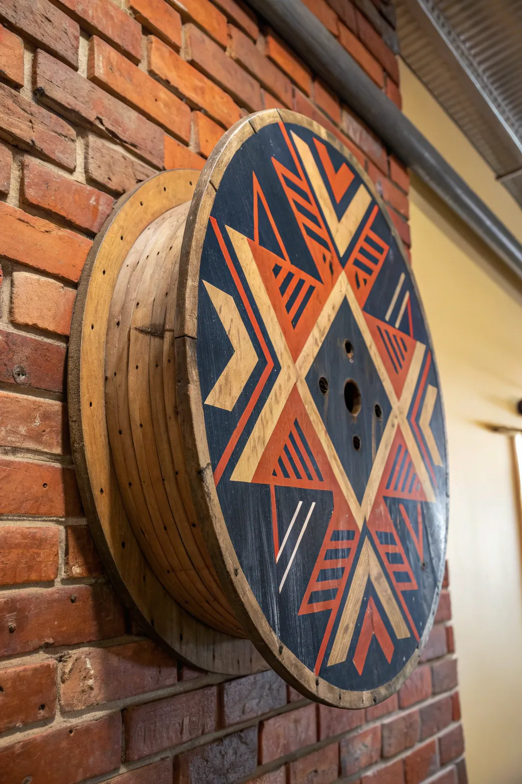Transform a simple spool top into a masterpiece of industrial wall art.